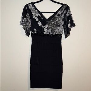 Y2K Enfocus Flowy Upper Tight Bodycon Midi Dress